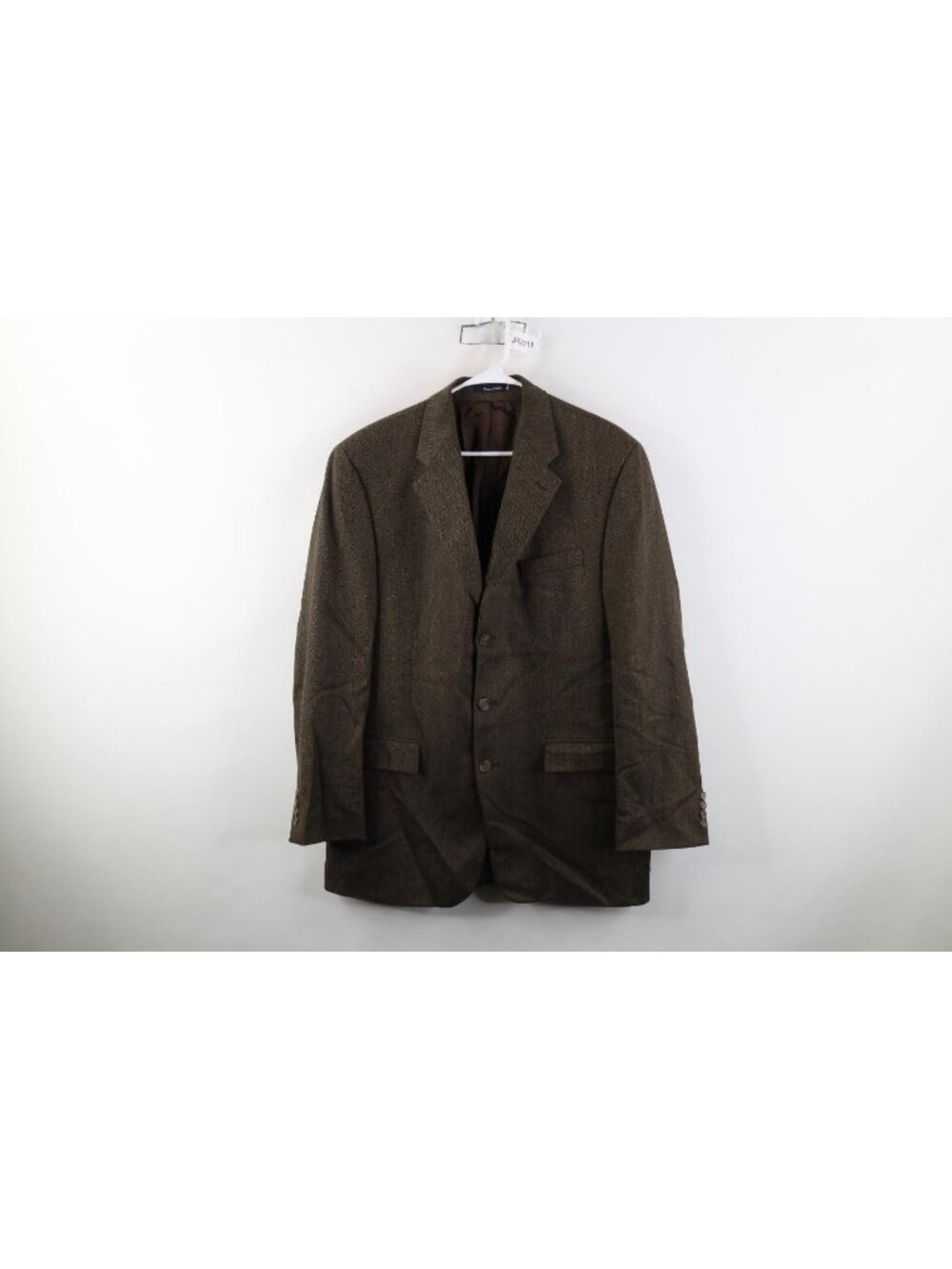 Vtg Ralph Lauren Mens 44L Herringbone Lambswool Suit Coat Blazer Jacket Brown